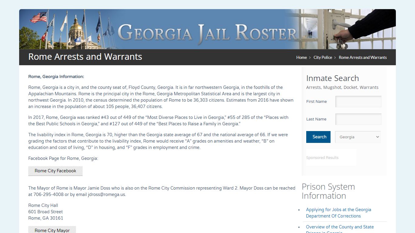Rome Arrests and Warrants | Georgia Jail Inmate Search