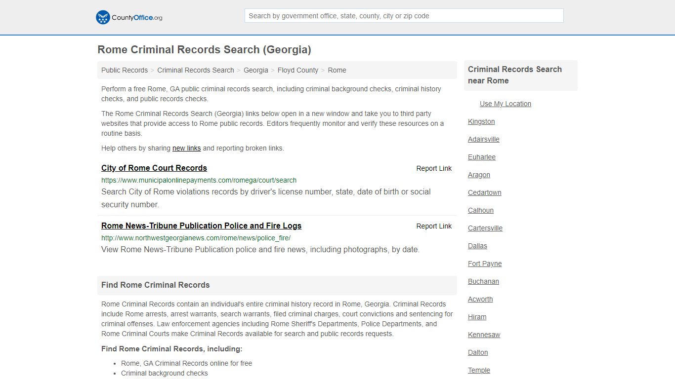 Criminal Records Search - Rome, GA (Arrests, Jails & Most ...